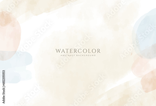Abstract horizontal watercolor background. Neutral light colored empty space background illustration