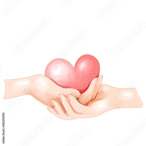 hands holding heart watercolor illustration