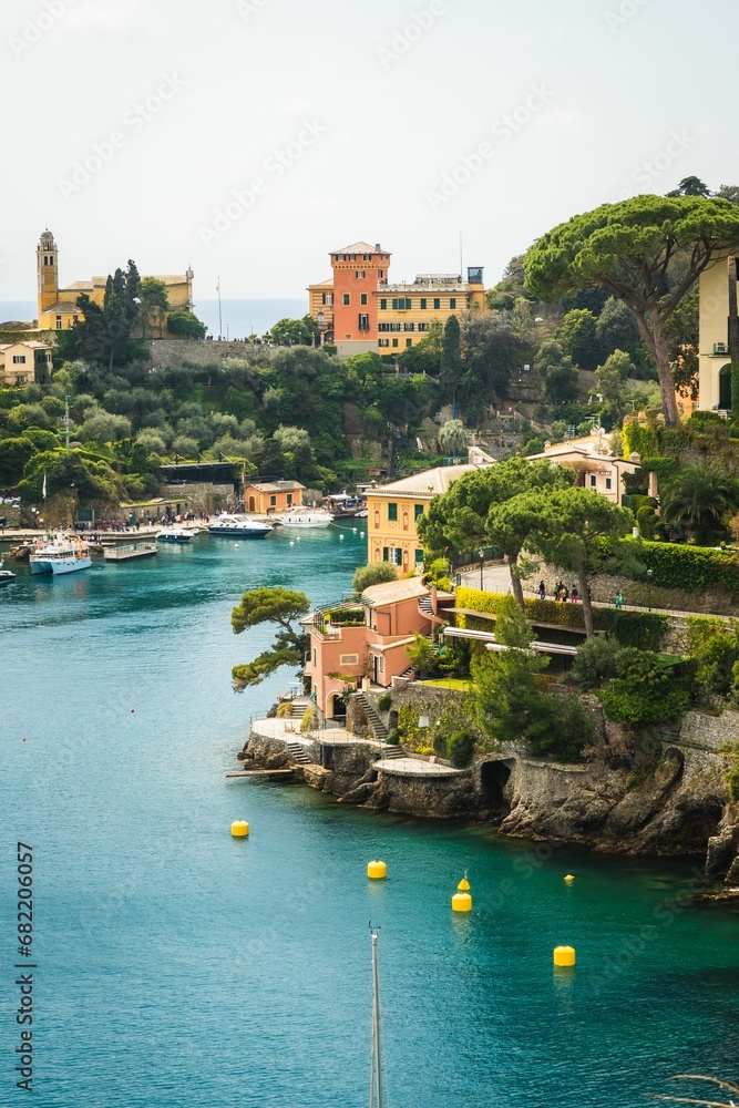 Scenic view of the picturesque town of Portofino, Italy