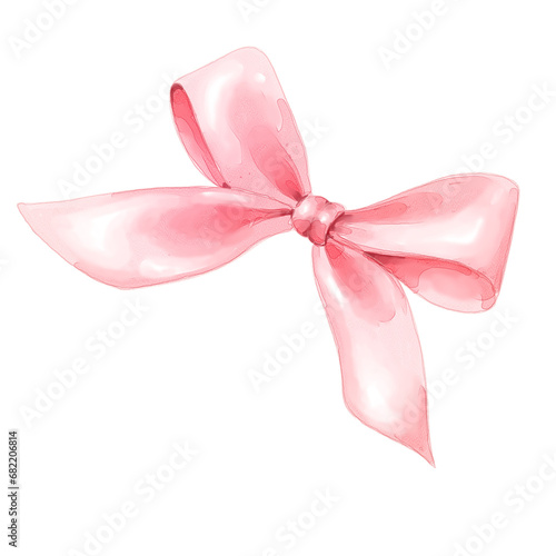 Tableau sur toile pink ribbon bow watercolor illustration