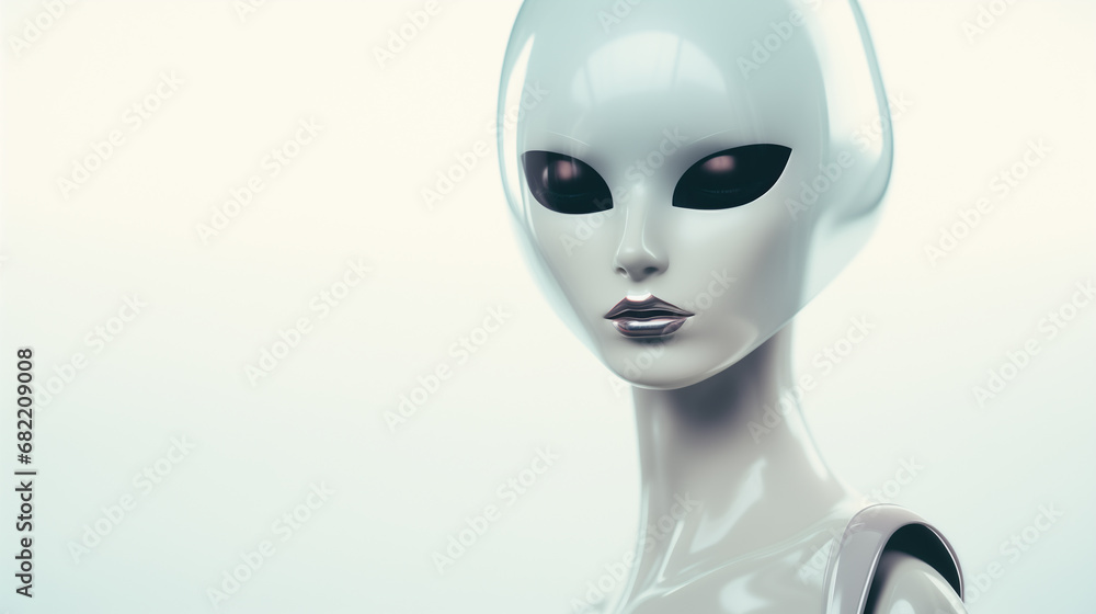 Newly manufactured augmented synthetic biomechatronic android robotic female - ultra futuristic depiction of possible artificial intelligence replacement of humans - idealistic science fiction. Newly manufactured augmented synthetic biomechatronic android robotic female - ultra futuristic depiction of possible artificial intelligence replacement of humans - idealistic science fiction.