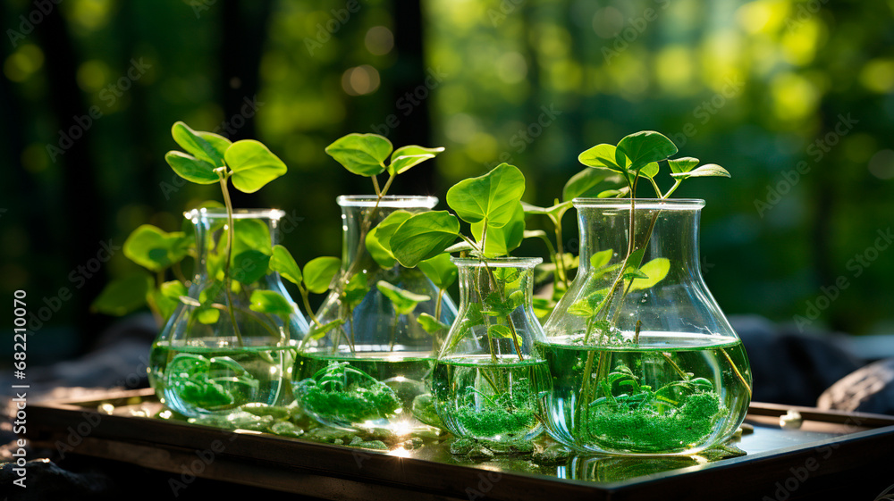 fresh organic green leaves of basil in glass bottle. fresh organic green leaves of basil in glass bottle.