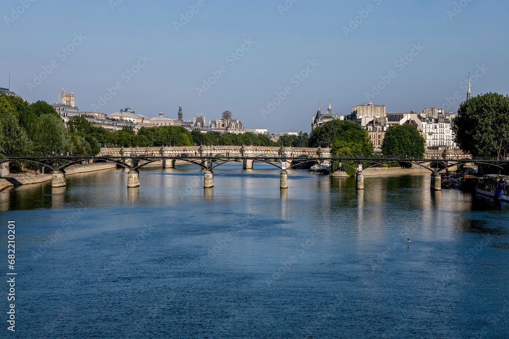 Bridges and Seine river, Paris, France.