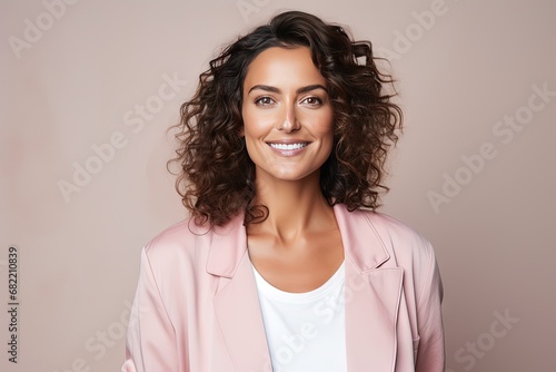 Beautiful and gorgeous smiling  happy and pleasant woman with positive vibes. Human person dressed in fashionable  colorful and fun clothes. Generative AI  AI