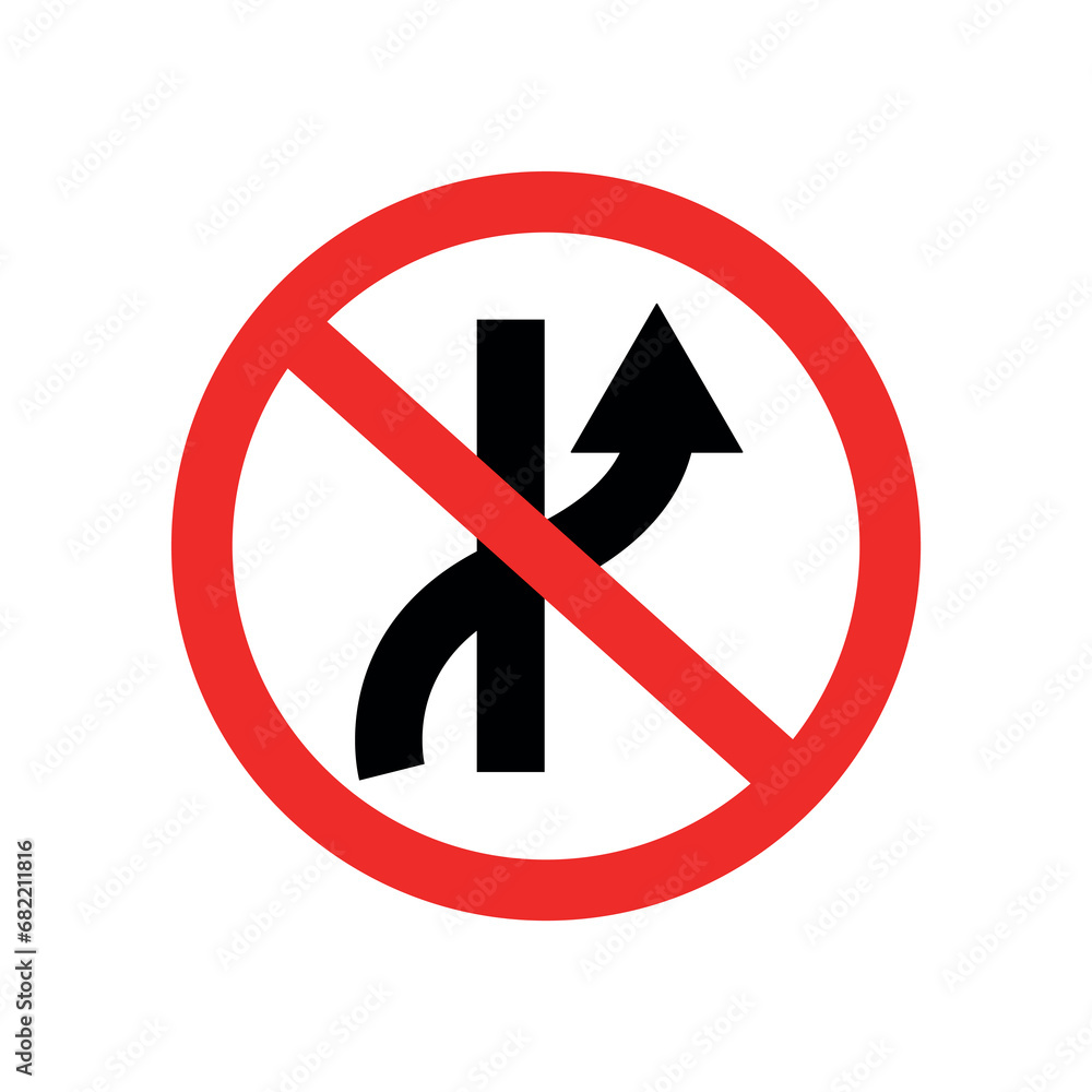 Traffic sign vector illustration, prohibited from changing lanes or traffic lanes from left to right, traffic sign flat design. Traffic sign vector illustration, prohibited from changing lanes or traffic lanes from left to right, traffic sign flat design.