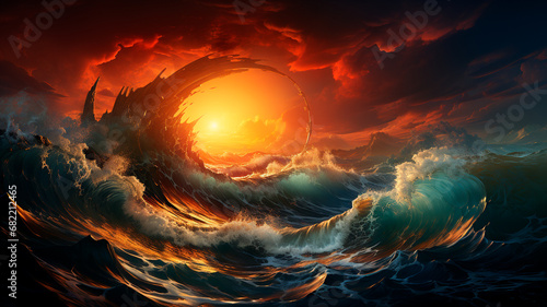 abstract background of colorful fractal and fantastic waves
