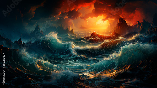 abstract background of colorful fractal and fantastic waves