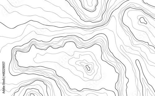 Topographic map background illustration of island hand drawn. Contour background design element thin wavy lines.Abstract concept image for background. Contours relief of mountains.