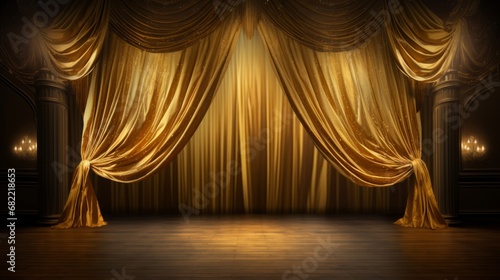 金色の舞台幕がかかったステージ