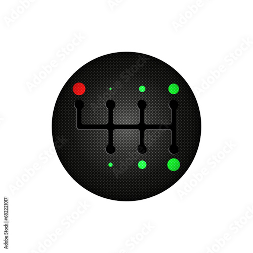 Gear stick concept for six-speed gearbox for car, gear lever without numbers isolated on white background.