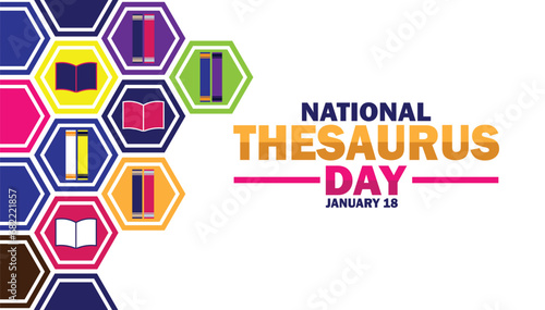 National Thesaurus Day Vector illustration. January 18. Holiday concept. Template for background, banner, card, poster with text inscription.