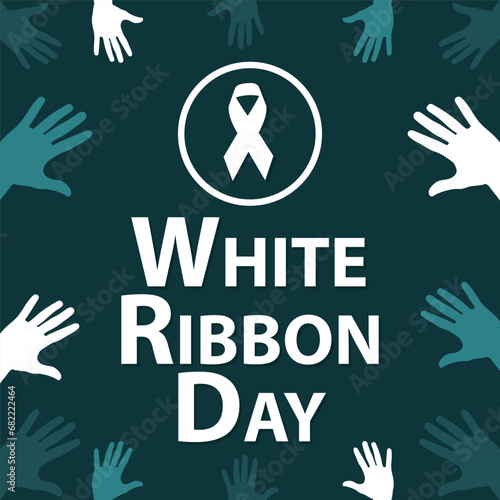 White Ribbon Day vector banner design. Happy White Ribbon Day modern minimal graphic poster illustration.