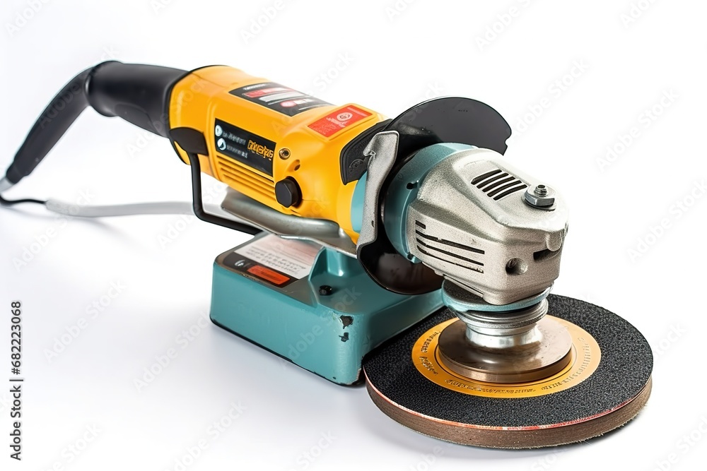 Fototapeta premium Angle grinder machine isolated on white background. generative a
