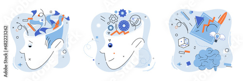 Abstract thinking. Vector illustration. The abstract thinking concept encourages us to question assumptions and explore alternative perspectives Conceptual understanding forms basis for abstract