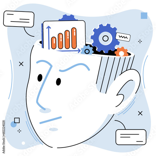 Mindset. Vector illustration. Positive thinking cultivates self-awareness and personal growth Imagination serves as catalyst for exploring new ideas and possibilities Contemplation and meditation