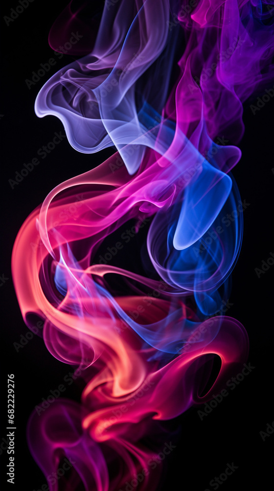 dramatic smoke swirls in different colours on a black background created with Generative Ai dramatic smoke swirls in different colours on a black background created with Generative Ai