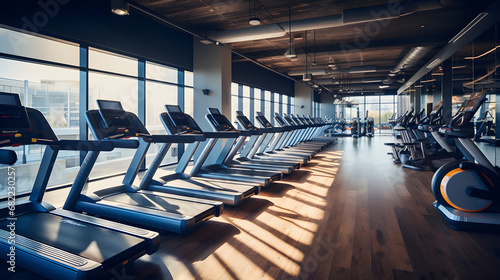 State-of-the-art cardio machines in well-equipped gym photo