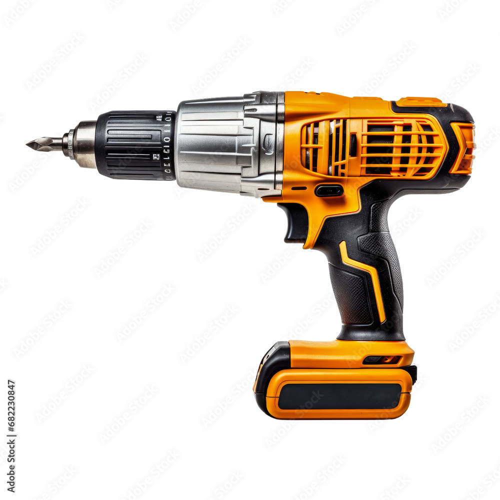 Power Drill isolated on a transparent background