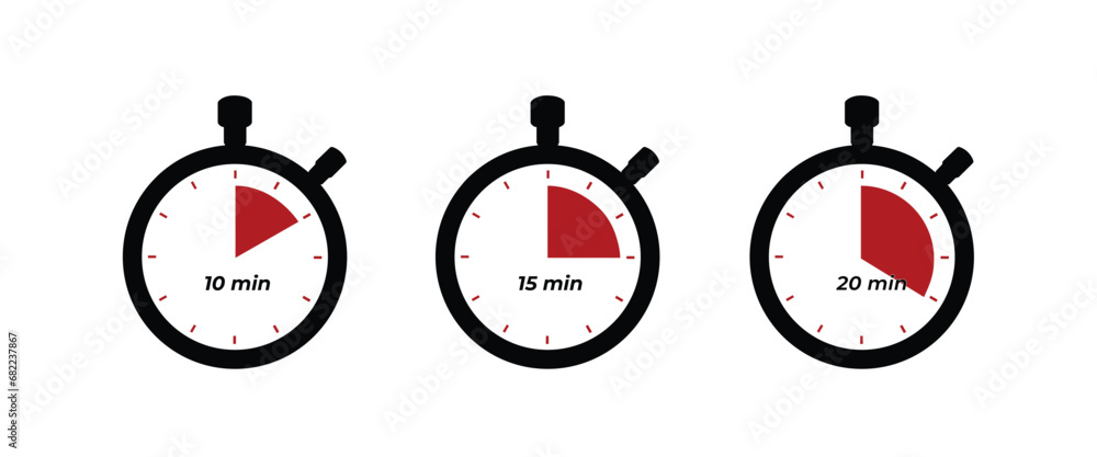 Naklejka premium 10 minute timer stopwatch in red time is a money concept vector design