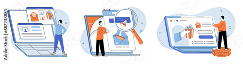 Online advertising vector illustration. Finance plays crucial role in determining economic viability online advertising initiatives Effective management online advertising campaigns is vital