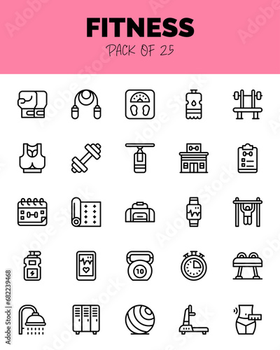 set of Fitness Lineal icons for logo & web. Vector illustration