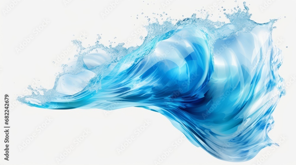 A Majestic Blue Wave Crashing Against a Serene White Background A Majestic Blue Wave Crashing Against a Serene White Background