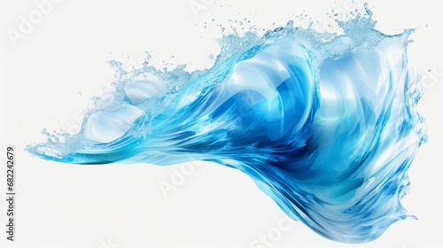 A Majestic Blue Wave Crashing Against a Serene White Background