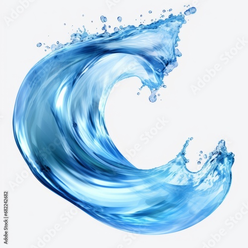 A Majestic Blue Wave Crashing Against a Serene White Canvas