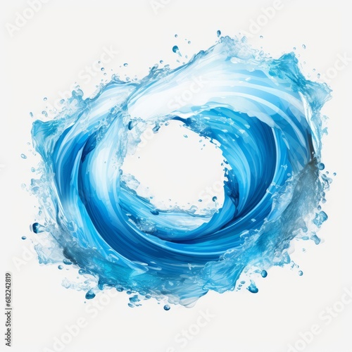 A Majestic Blue Wave Crashing Against a Serene White Canvas