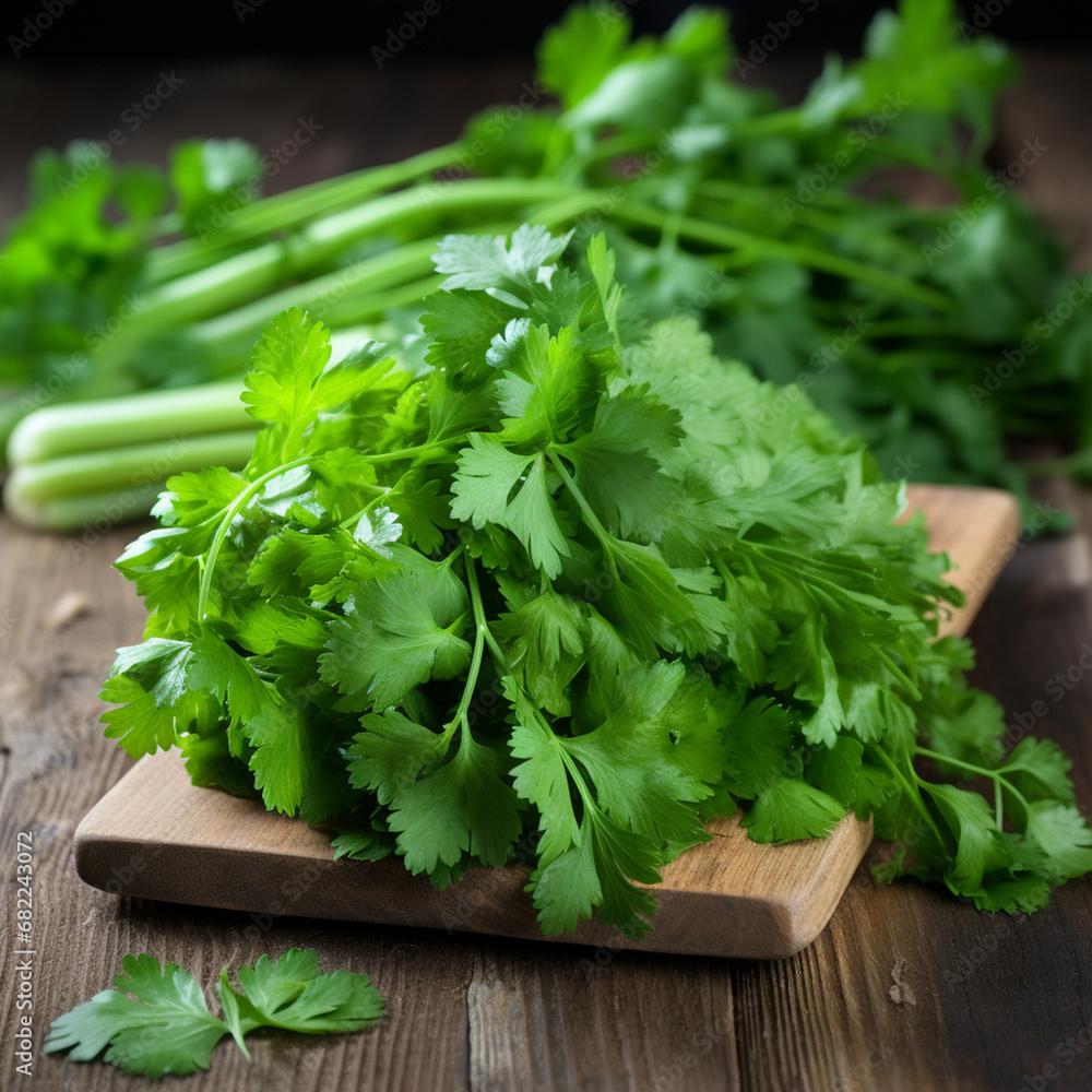 photo of coriander herb created with Generative Ai photo of coriander herb created with Generative Ai