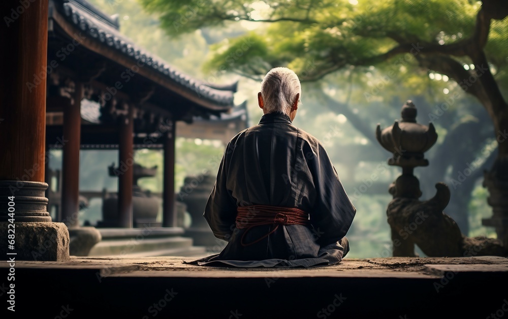 Elder-age Gentleman Temple Tranquility