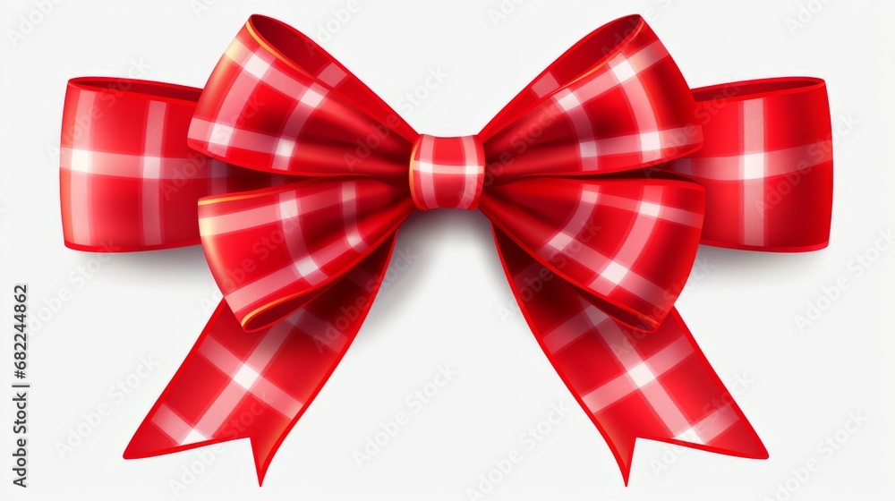 A Festive Red Bow with Elegant Gold Dots on a Clean White Background A Festive Red Bow with Elegant Gold Dots on a Clean White Background