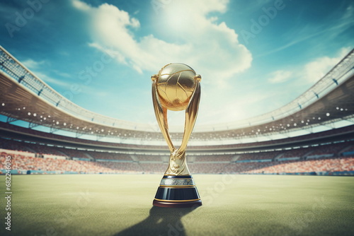 football world cup trophy in a stadium photo