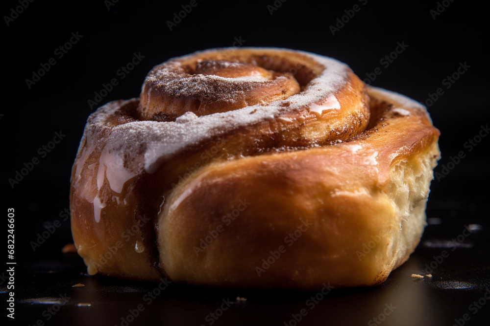 Fototapeta premium Delicious cinnamon bun generative AI