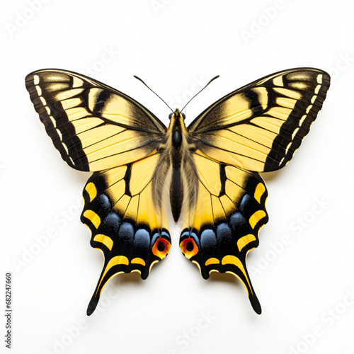 Front view of Swallowtail butterfly isolated on white background