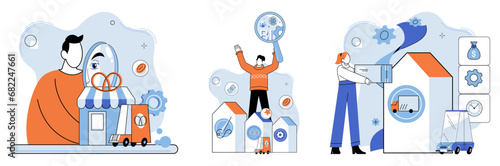 Small business. Vector illustration. Business finance and industry insights help small businesses make informed decisions and navigate challenges Finance management is vital for small businesses