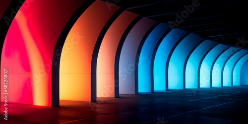 abstract architectural shadows in an underpass setting, capturing the interplay of light and shadow in an urban environment.