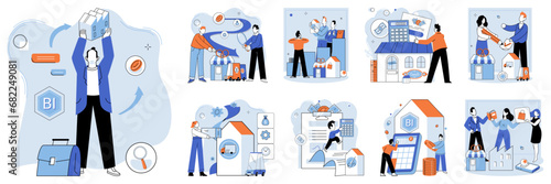 Shop owner. Vector illustration. The shop owner carefully managed their inventory to meet customer demands Ownership business comes with both responsibilities and rewards Small businesses owned