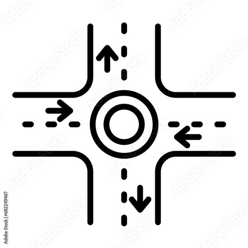 Four Way Intersection Icon