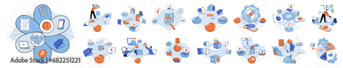 Blockchain vector illustration. Blockchain technology has potential to revolutionize financial industry and currency systems The internet and cyberspace serve as backbone for global adoption