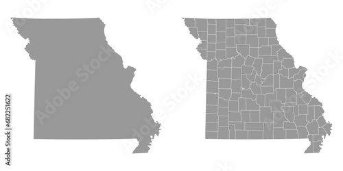 Missouri state gray maps. Vector illustration. photo