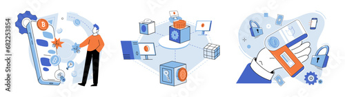 Crypto wallet vector illustration. NFTs are stored in digital wallets as unique digital assets The use digital wallets is revolutionizing financial industry E wallets are becoming increasingly popular