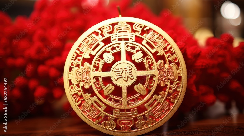 Fototapeta premium a red and gold Chinese New Year decoration