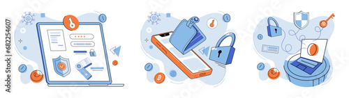 Crypto wallet vector illustration. E wallets are becoming increasingly popular for online transactions Digital wallets offer convenient way to manage and transfer money The integration blockchain