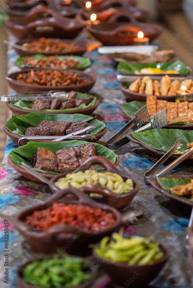 Typical Indonesian cuisine and usually served in buffet form