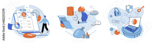 Defi vector illustration. DeFi transactions offer secure and transparent way to exchange value The crypto industry and DeFi are driving financial innovation in digital age The DeFi metaphor visualizes