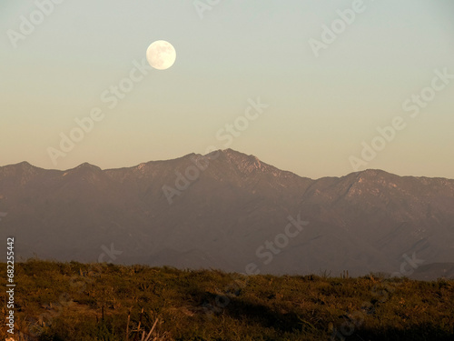 full moon after sunset in todos santos mexico baja california sur