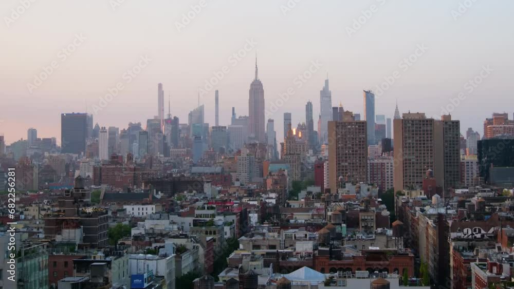Manhattan in New York City, USA - day to night time lapse shot Manhattan in New York City, USA - day to night time lapse shot