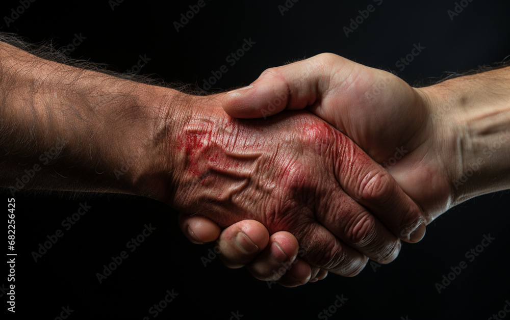 Fototapeta premium uścisk dłoni starszej i młodej osoby, Różnice pokoleniowe, poglądów 