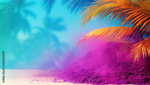 Beach in Goa in colors , happy holi indian concept